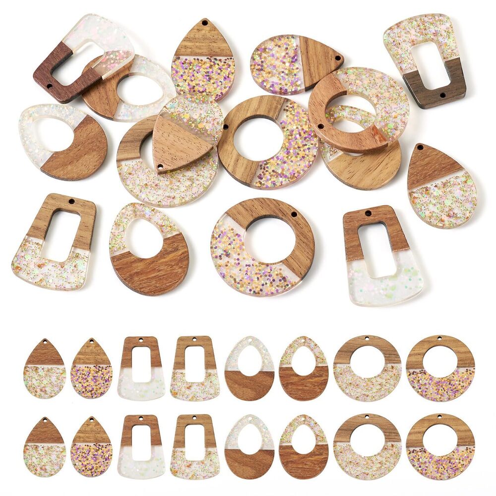4192 Wooden Resin Charms DIY Earrings Charms Geometric Wooden Boho Charms